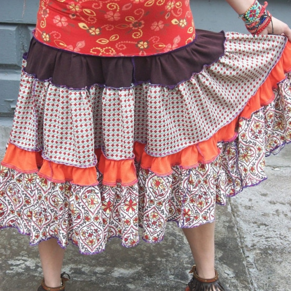 Chic Upcycled Reconstructed Boho Patchwork Dress - image 4